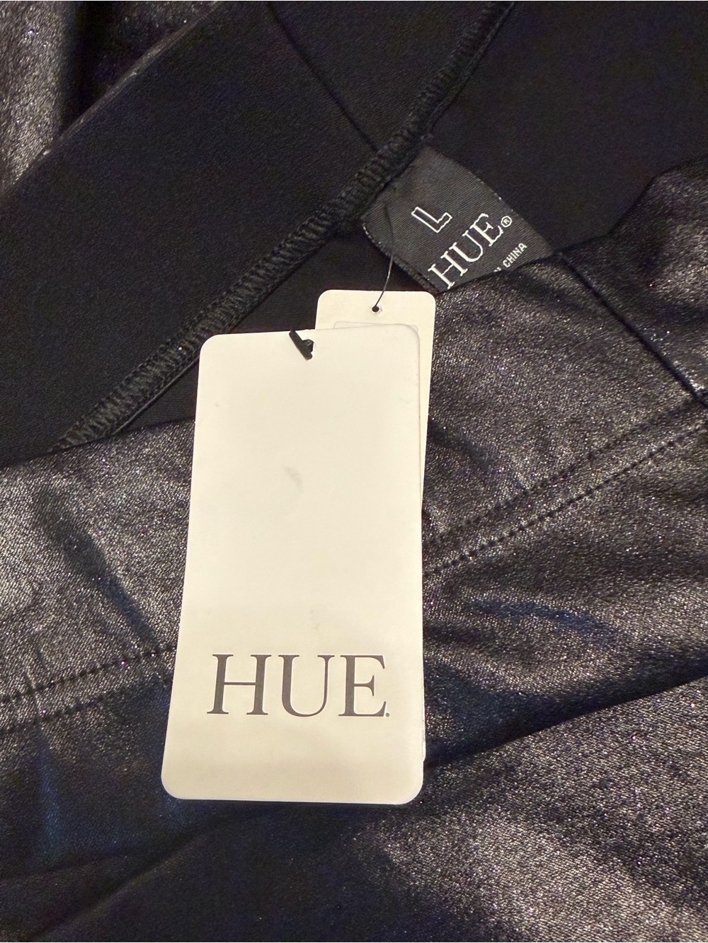 Sleek HUE Black Coated High Rise Cigarette Pants L NWT - Picture 7 of 8